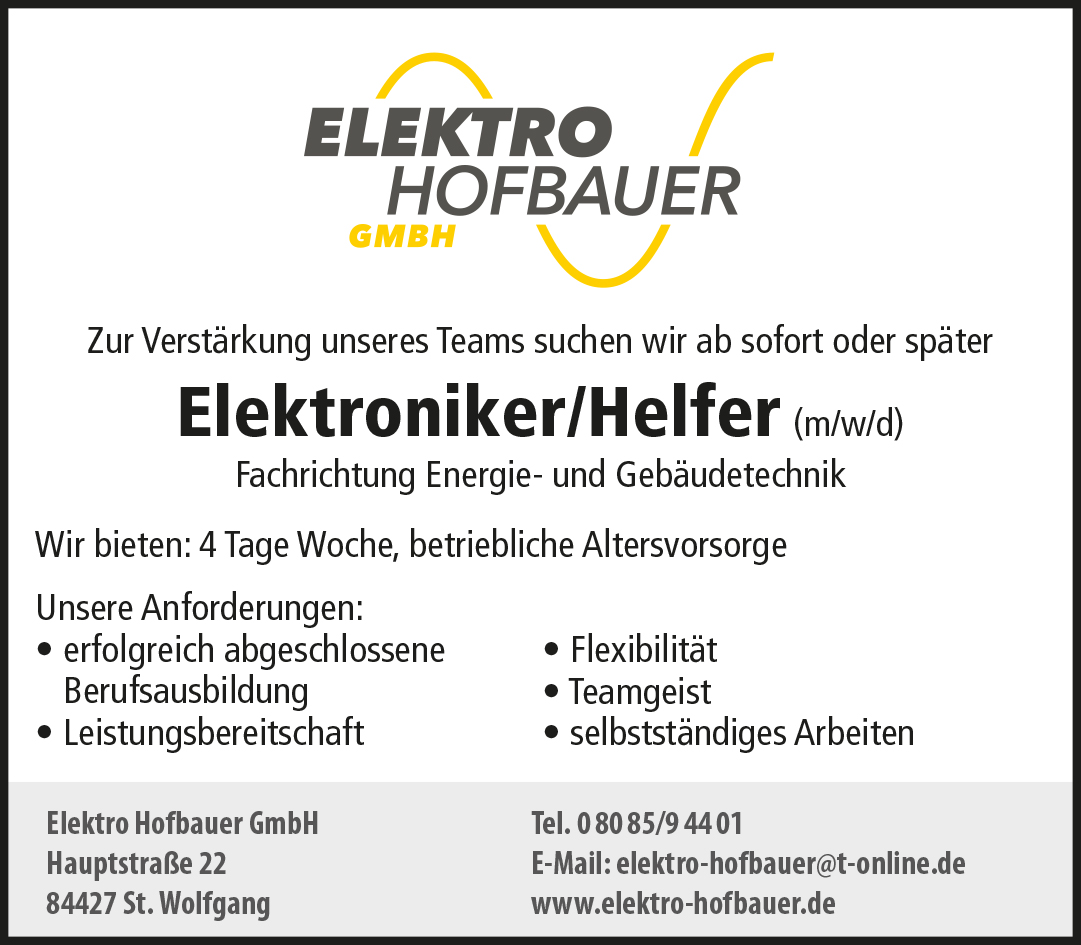 Stellenausschreibung-Elektriker